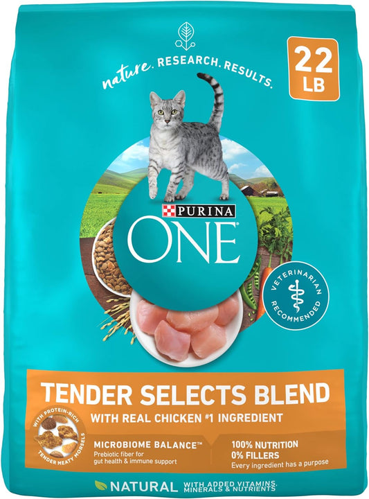 2Pack Purina ONE Tender Select Blends Dry Cat Food, Chicken, 22 lb Bag