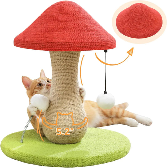 Mushroom Cat Scratching Post, Cat Scratcher Cute with 100% Sisal Covered Scratch