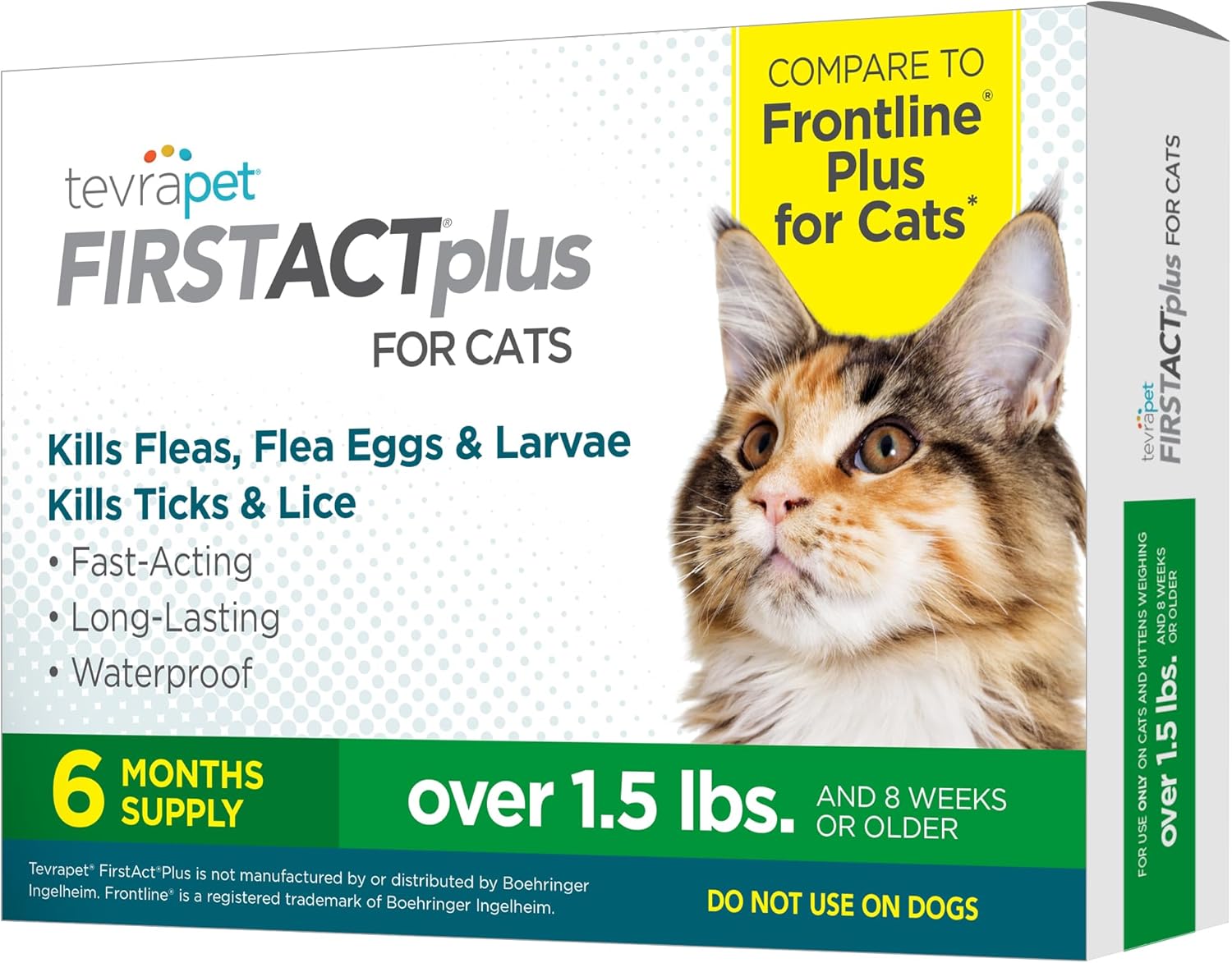 Firstact plus Flea and Tick Topical for Cats over 1.5Lbs, 3 Dose Waterproof Flea and Tick Control/Prevention for 3 Months