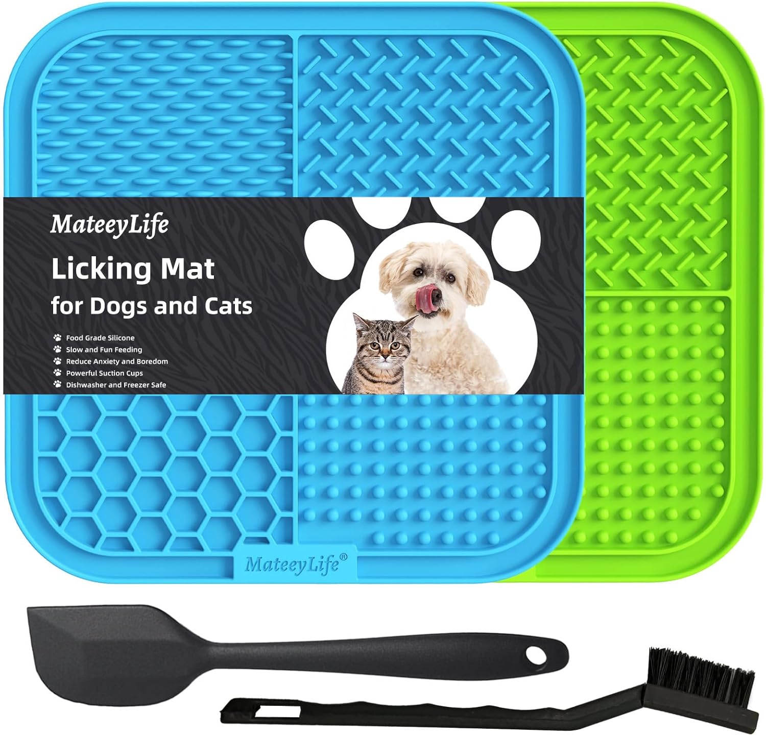 2PCS Lick Mat for Dogs and Cats with Suction Cups (Size: 6" x 6")