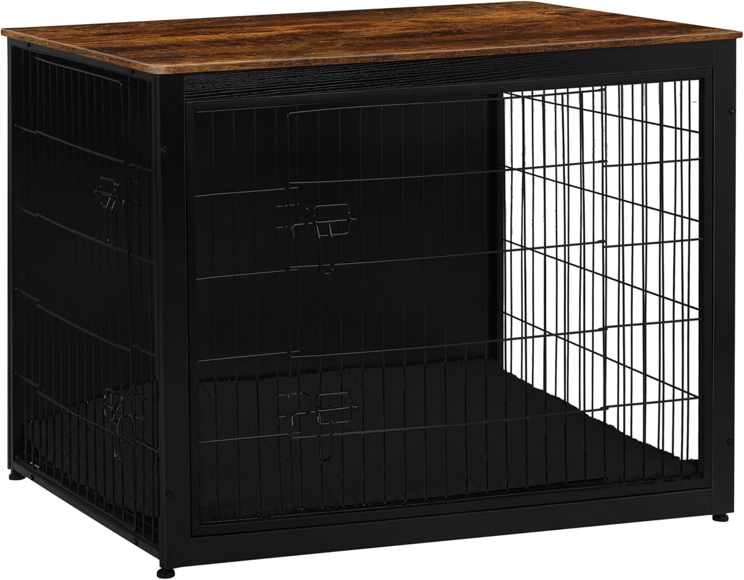 Dog Crate Furniture with Cushion, Wooden Kennel Table with Double Doors, Indoor Dog House, Small/Medium/Large/Extra Large Size, 27.2" L, Dark Gray