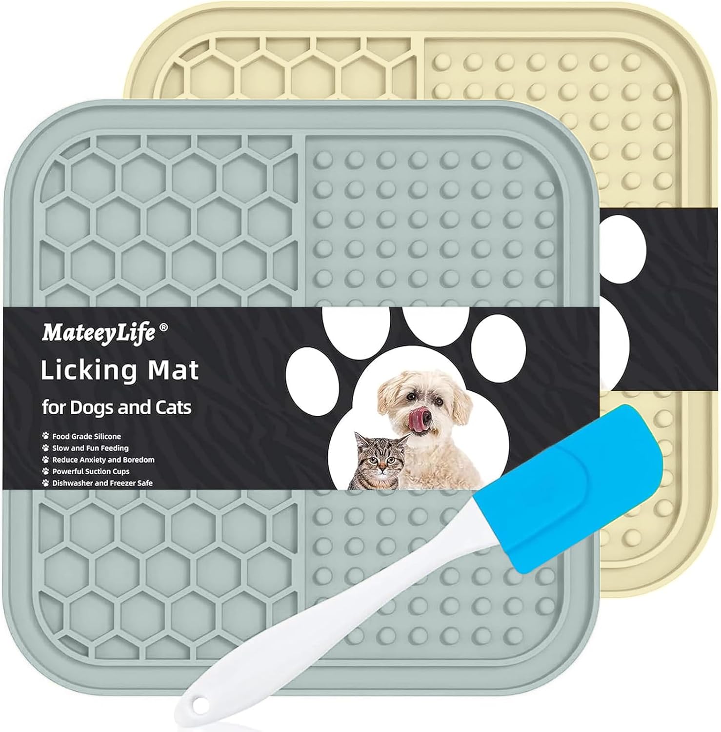 2PCS Lick Mat for Dogs and Cats with Suction Cups (Size: 6" x 6")