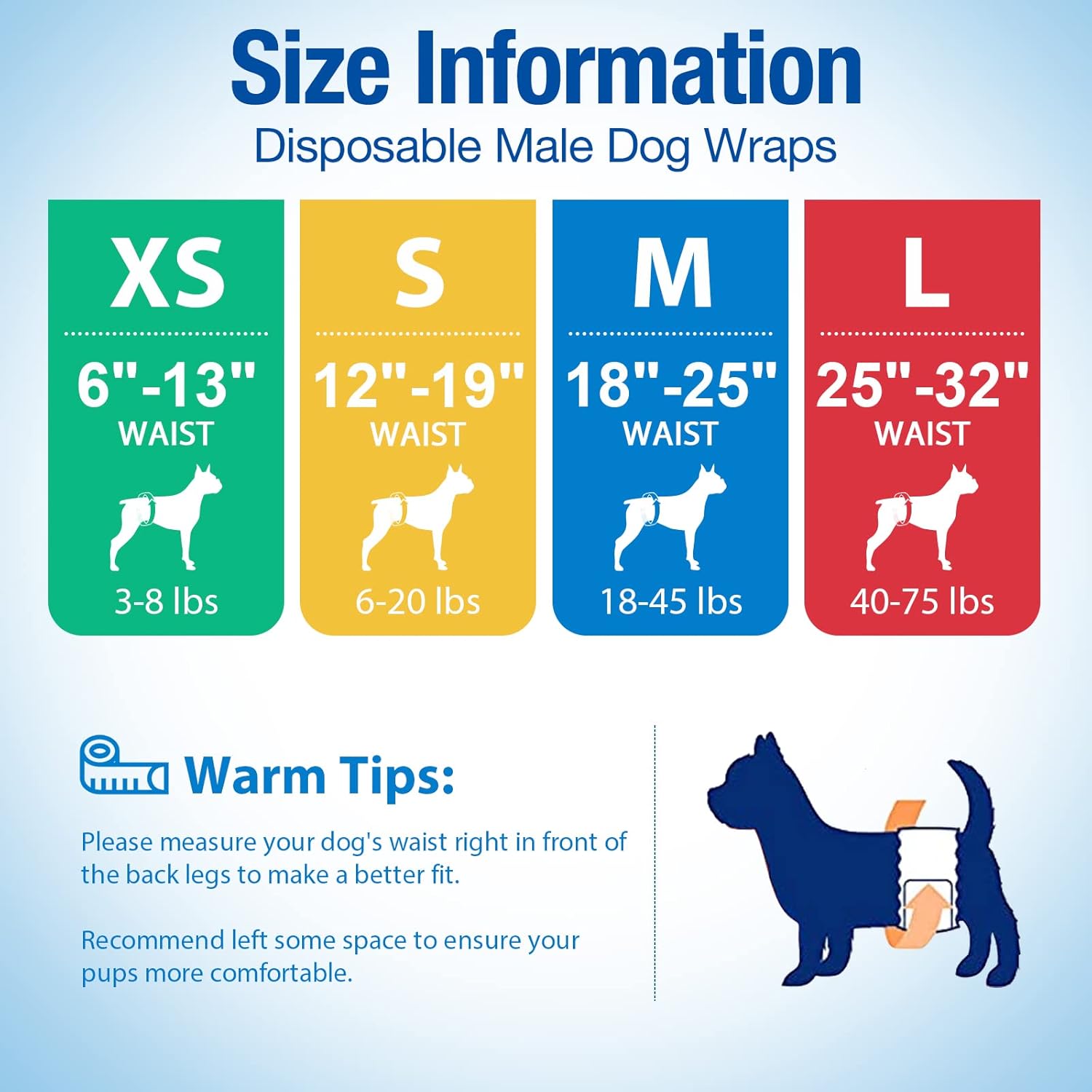 20Pcs Dog Diapers Male - Disposable Male Dog Wraps Wetness Indicator, Small