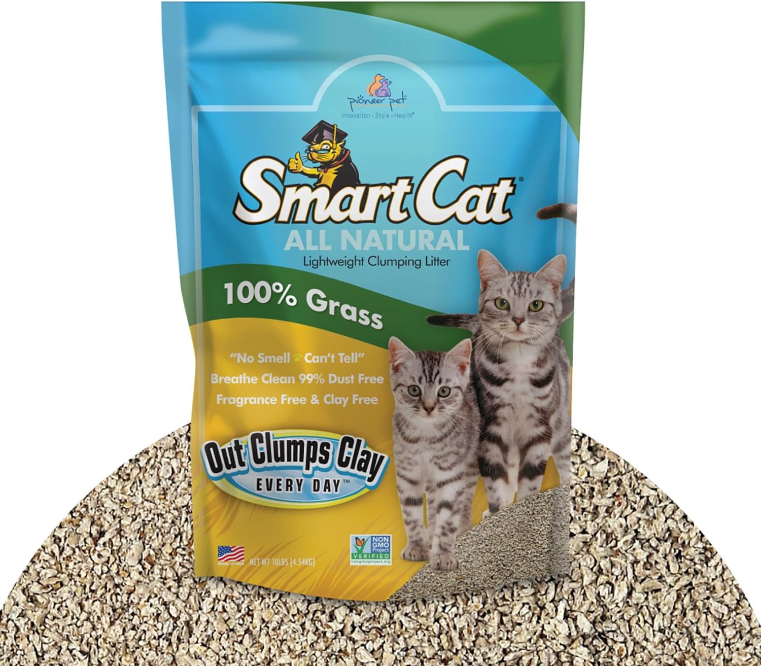 20 lb Unscented Clumping Cat Litter Made from Grass - Biodegradable & Safe