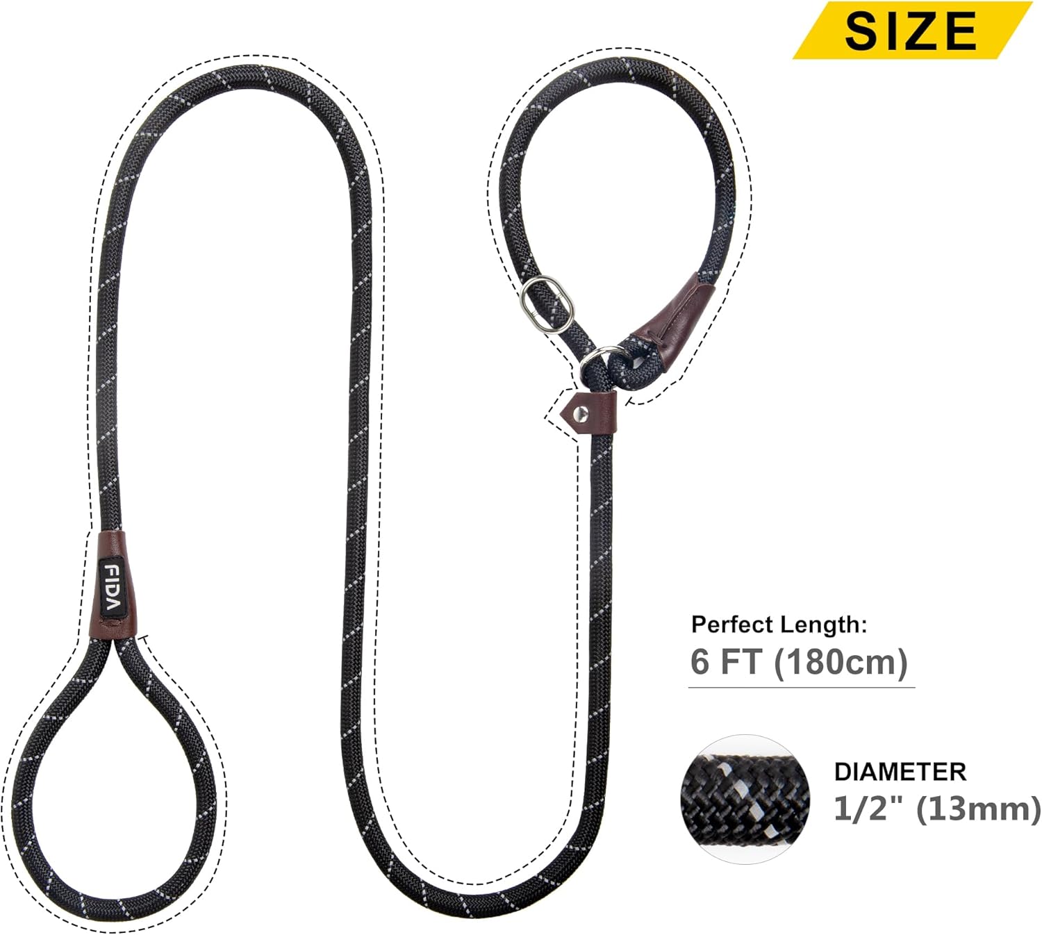 Dog Leash British Style Training Slip Lead Mocha 6 Foot Lead