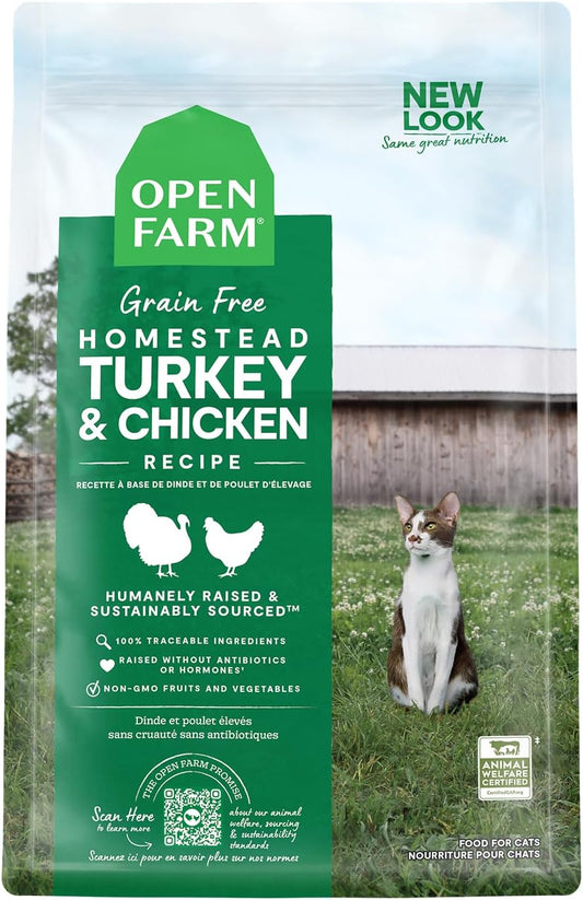 Open Farm Turkey Chicken Cat Food 4lb Grain Free Crunchy Recipe