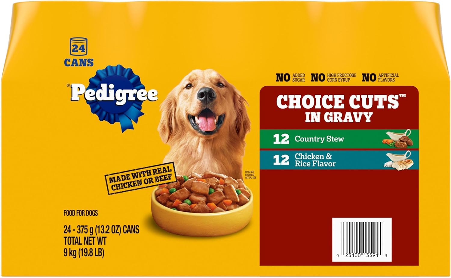 PEDIGREE CHOICE CUTS IN GRAVY Adult Canned Soft Wet Dog Food with Beef, 13.2 oz.