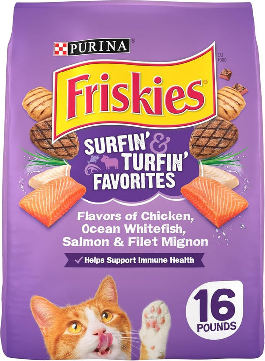 2Pack Purina Friskies Dry Cat Food for Adult Cats & Kittens, 16lb