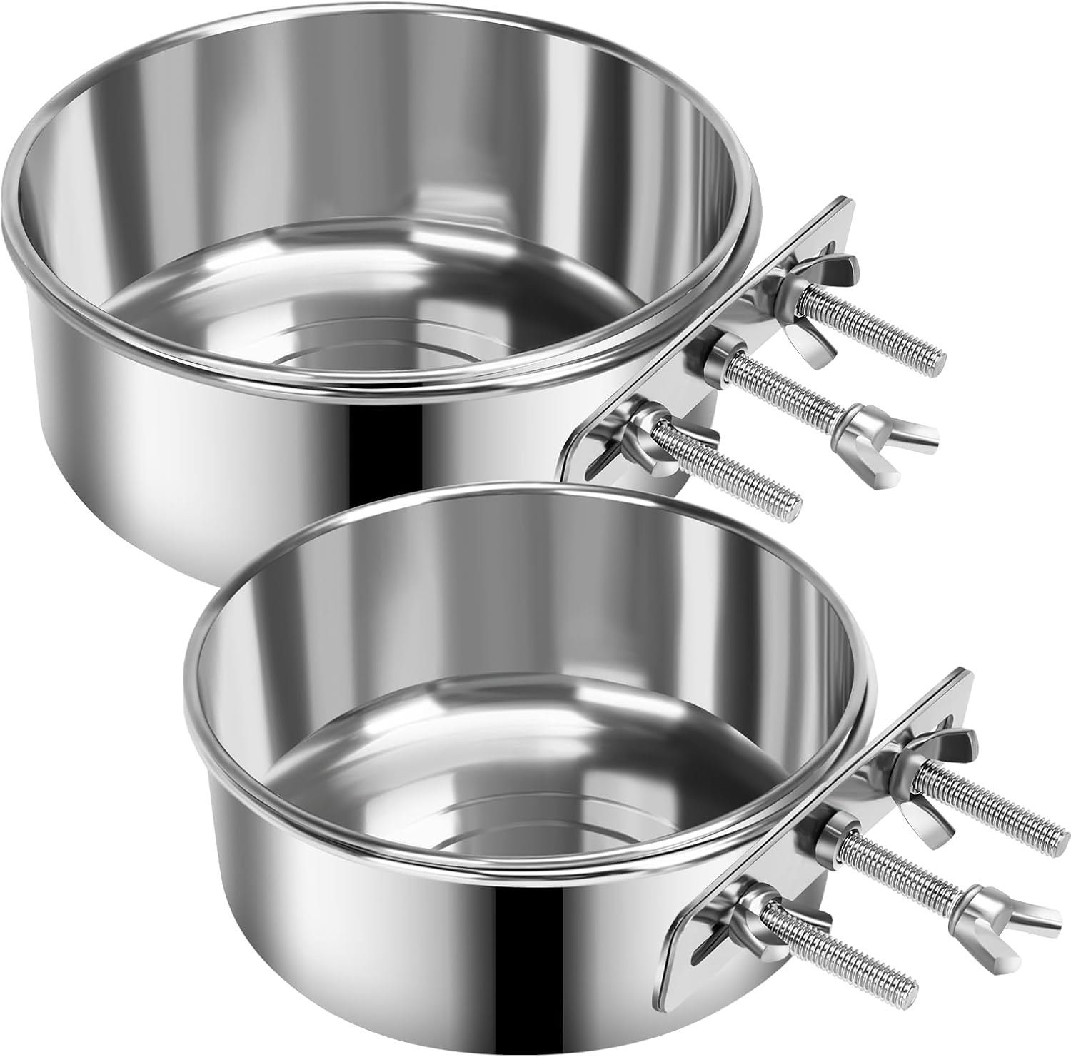 2 Pcs Large Dog Food Water Bowl for Cage with Upgraded Clamp Holder Pet Kennel