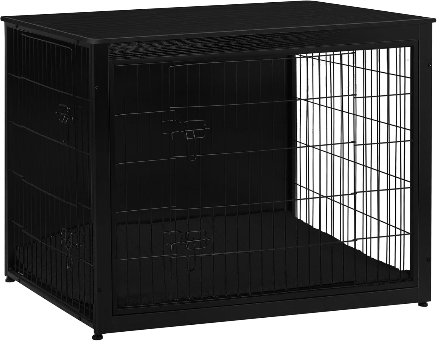 Dog Crate Furniture with Cushion, Wooden Kennel Table with Double Doors, Indoor Dog House, Small/Medium/Large/Extra Large Size, 27.2" L, Dark Gray