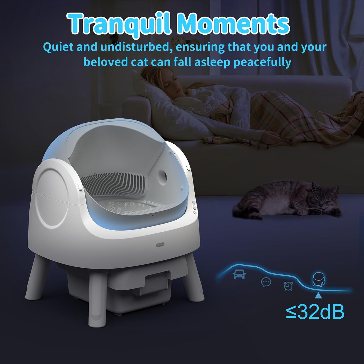 Self Cleaning Cat Litter Box, Automatic Cat Litter Box for Multiple Cats