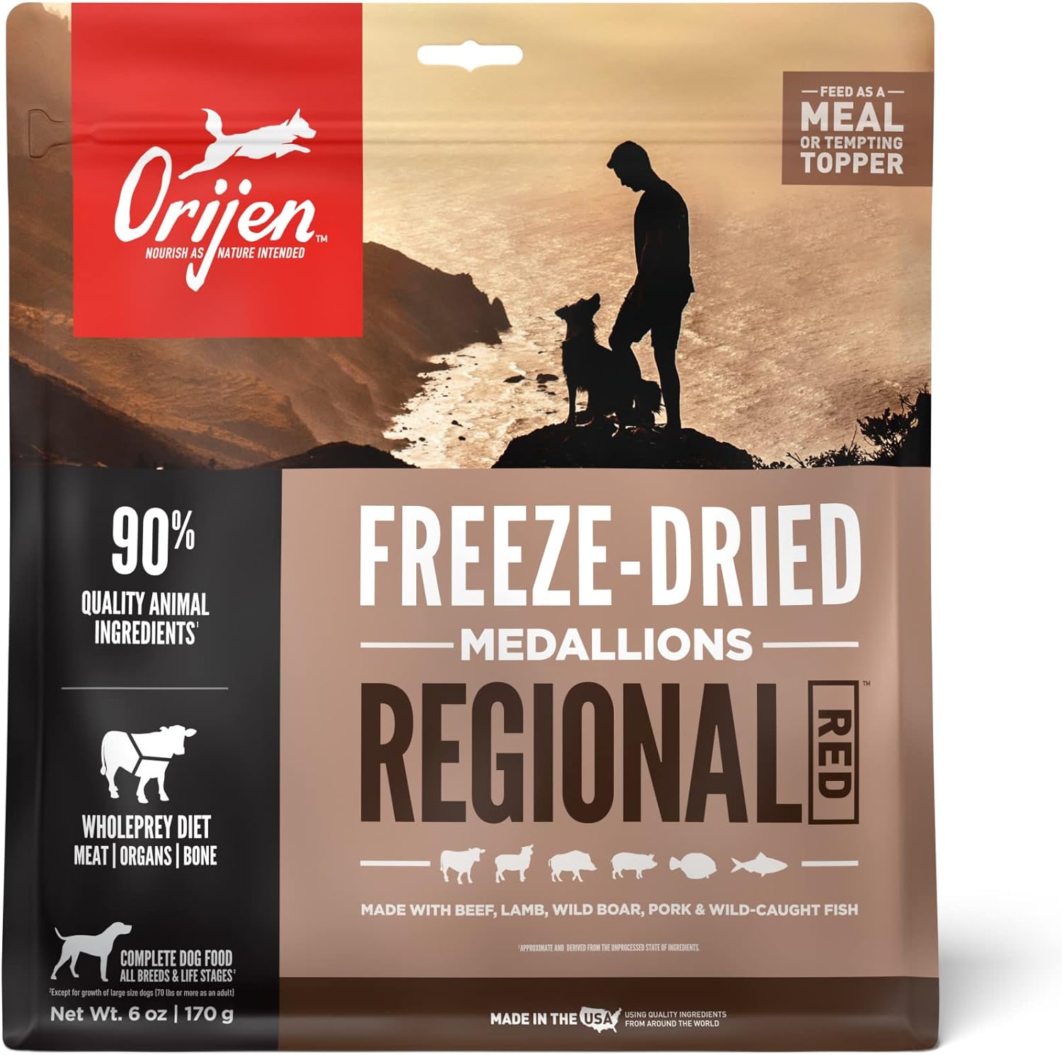 Grain Free High Protein Freeze Dried Dog Food & Topper Original Recipe 6Oz Bag