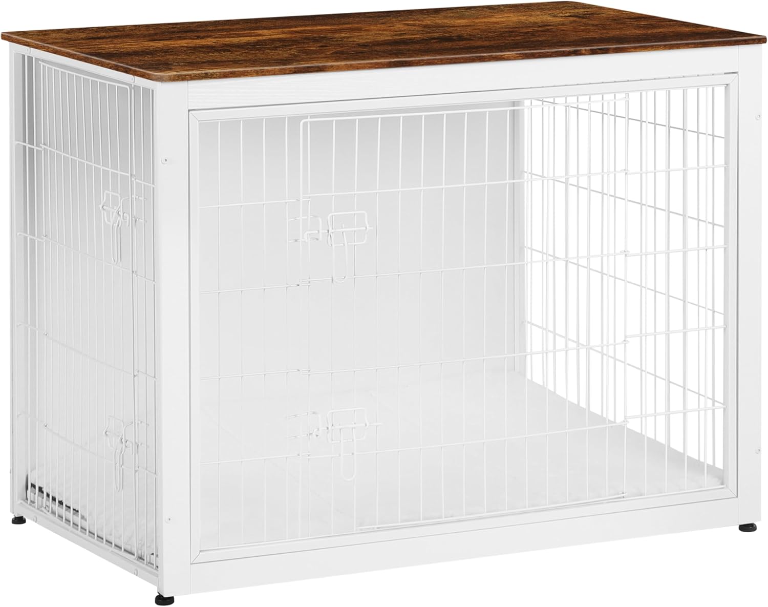 Dog Crate Furniture with Cushion, Wooden Kennel Table with Double Doors, Indoor Dog House, Small/Medium/Large/Extra Large Size, 27.2" L, Dark Gray