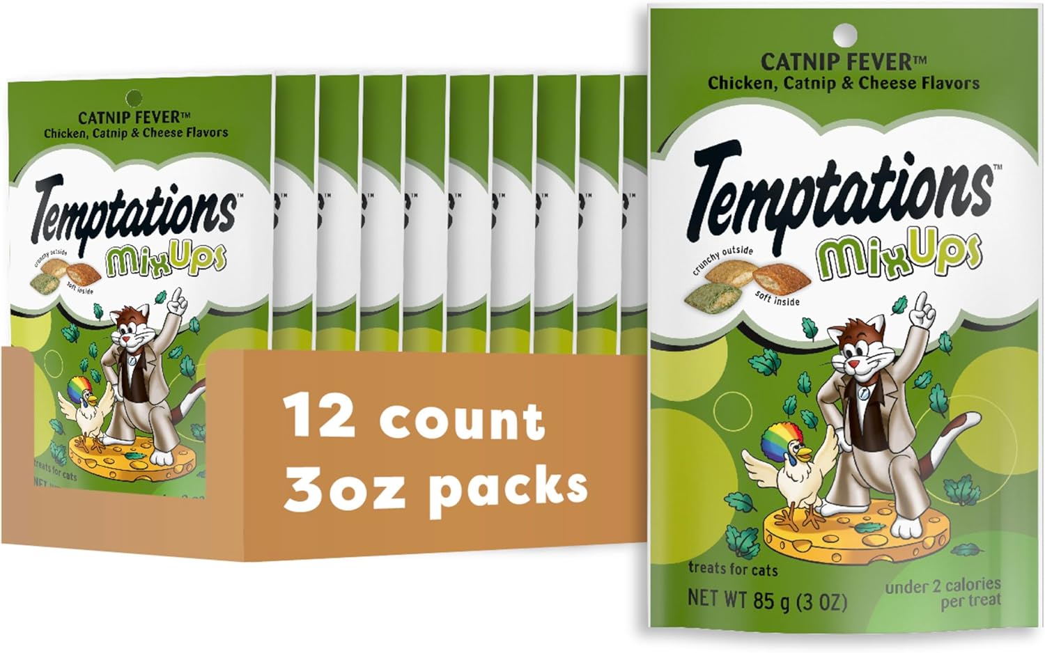 2Pack Mixups Catnip Fever Flavor Crunchy and Soft Cat Treats, 30 Oz. Tub