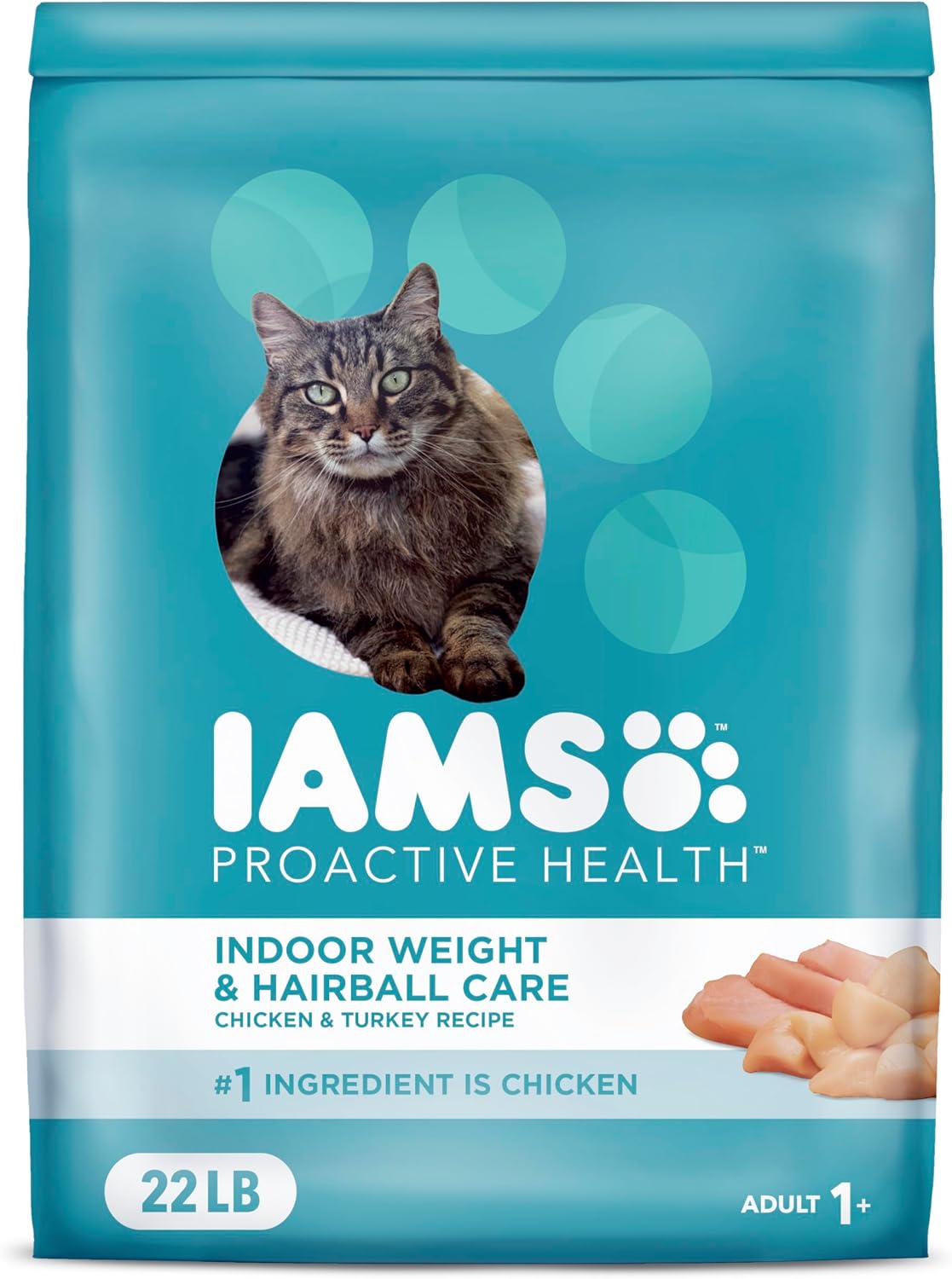Iams ProActive Health Indoor Weight & Hairball Care Adult Dry Cat Food,22lb