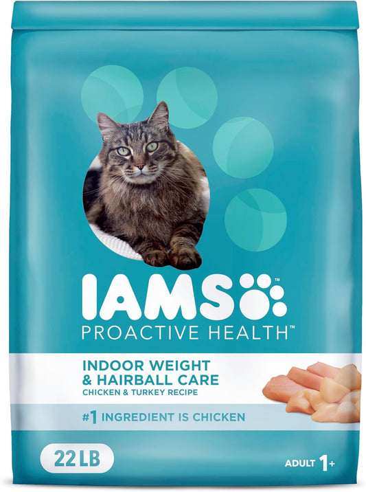 Iams ProActive Health Indoor Weight & Hairball Care Adult Dry Cat Food,22lb