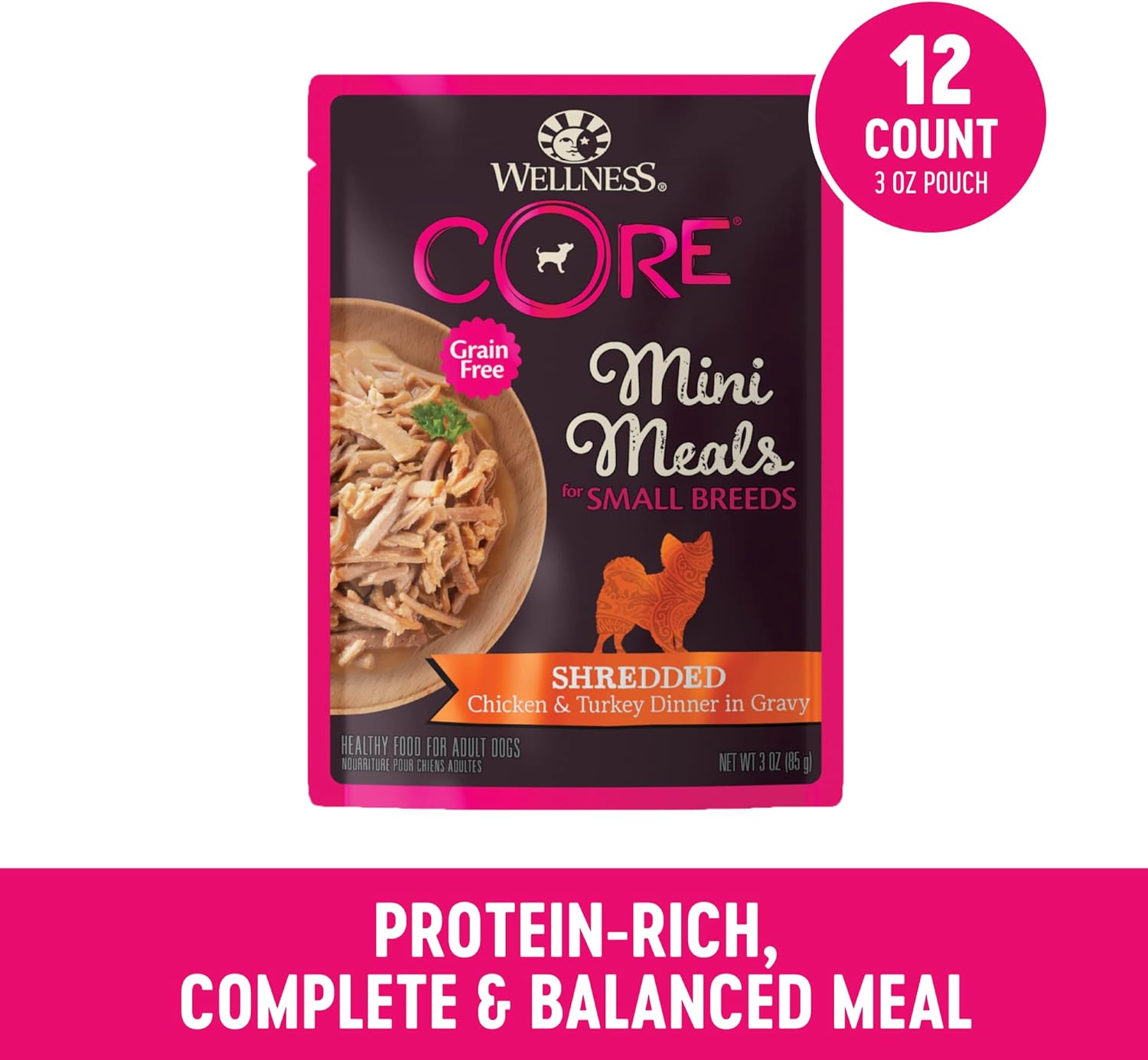 Wellness CORE Natural Grain Free Small Breed Mini Meals Wet Dog Food, Shredded