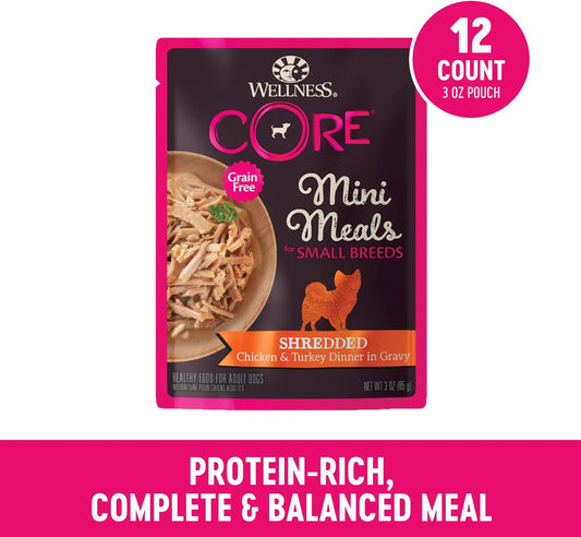 Wellness CORE Natural Grain Free Small Breed Mini Meals Wet Dog Food, Shredded