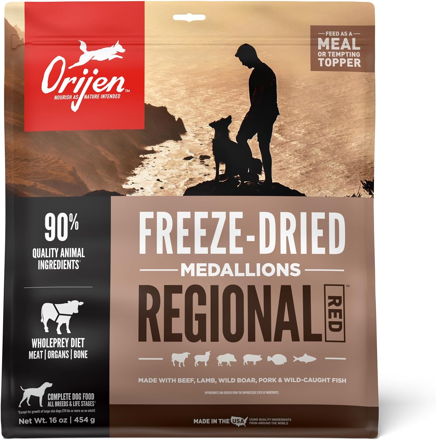 Grain Free High Protein Freeze Dried Dog Food & Topper Original Recipe 6Oz Bag