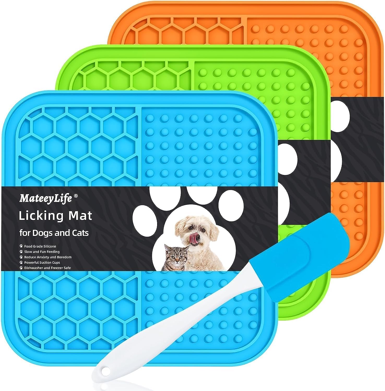 2PCS Lick Mat for Dogs and Cats with Suction Cups (Size: 6" x 6")