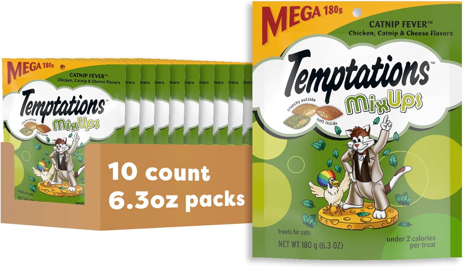 2Pack Mixups Catnip Fever Flavor Crunchy and Soft Cat Treats, 30 Oz. Tub