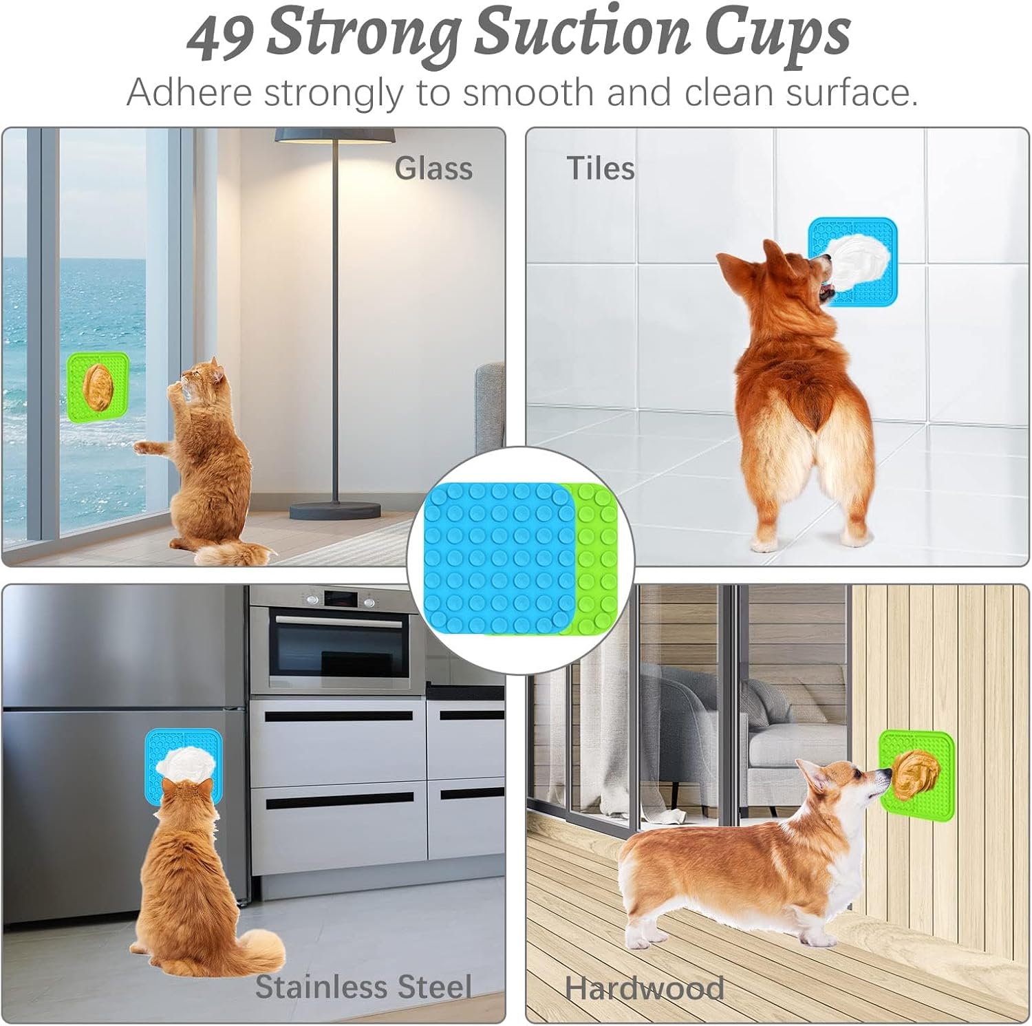 2PCS Lick Mat for Dogs and Cats with Suction Cups (Size: 6" x 6")