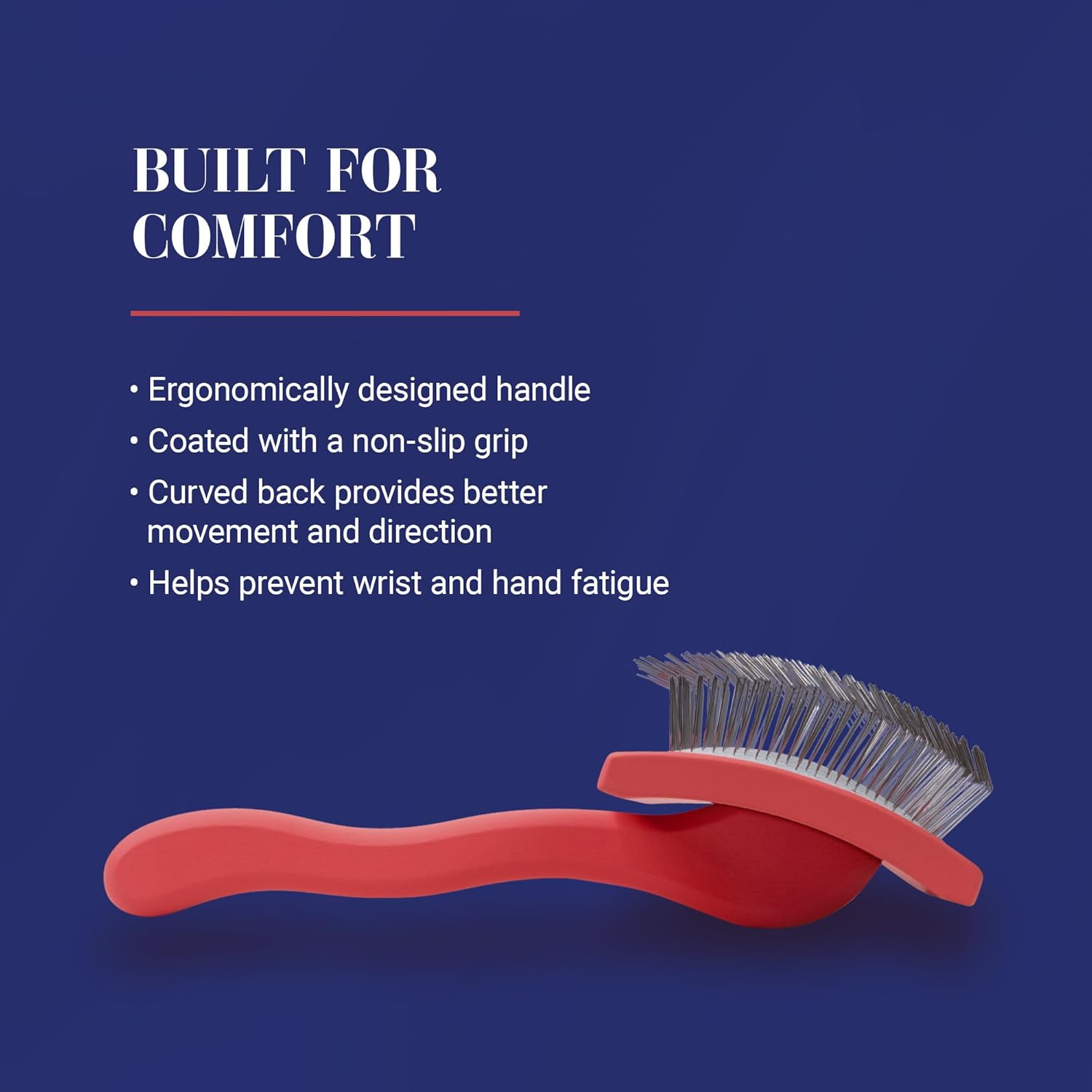 Chris Christensen Big G Dog Slicker Brush for Grooming, GroomGrip Coating, Coral