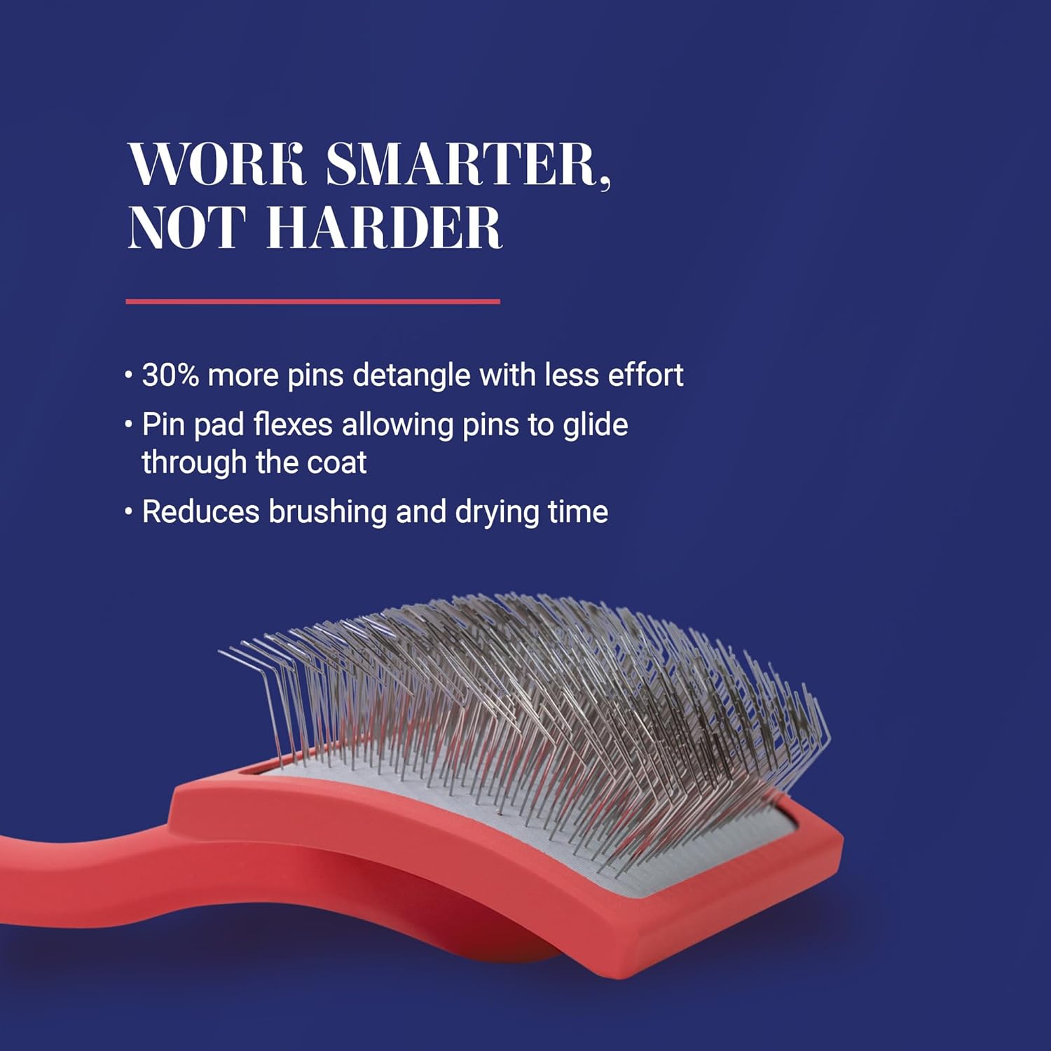 Chris Christensen Big G Dog Slicker Brush for Grooming, GroomGrip Coating, Coral