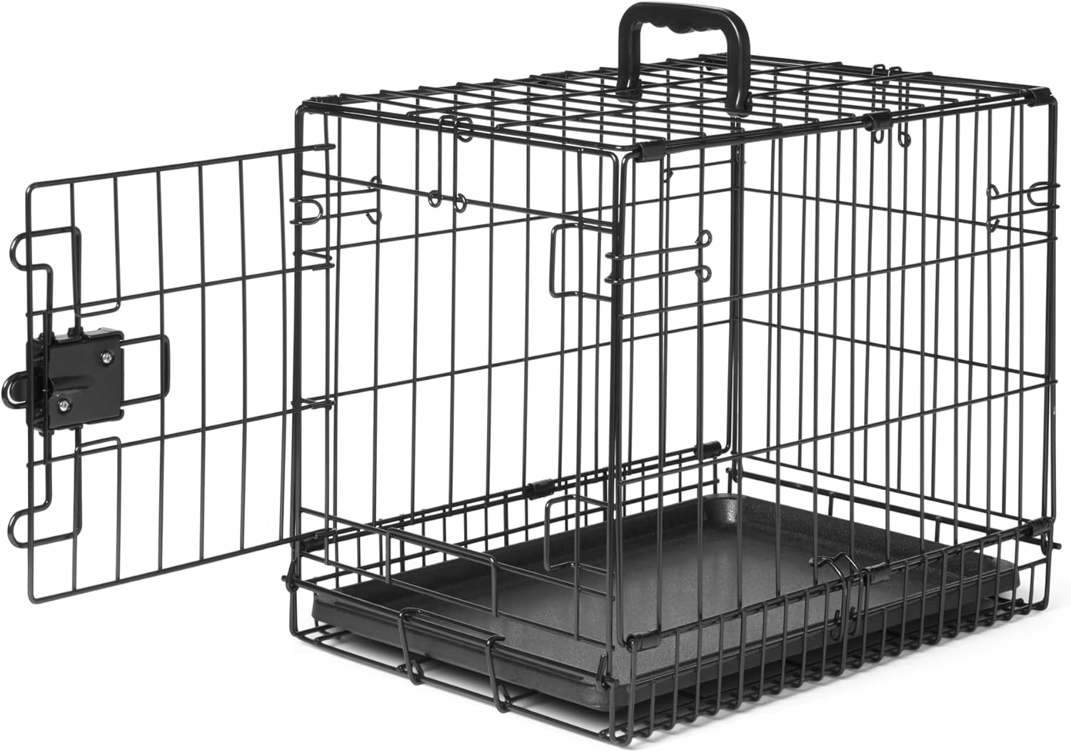 Durable, Foldable, Collapsible, Portable Metal Wire Dog Crate with Tray, Single Door with Divider Panel, Easy to Assemble & Clean, 36 X 23 X 25 In, Black