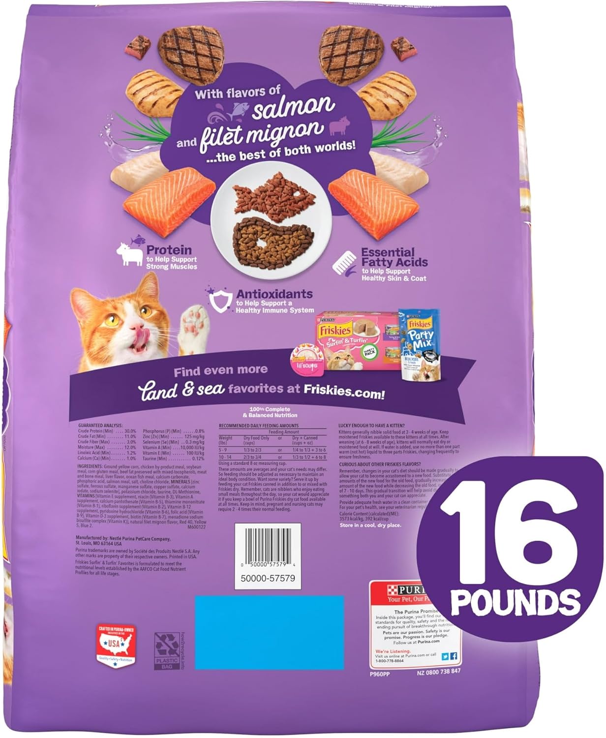 2Pack Purina Friskies Dry Cat Food for Adult Cats & Kittens, 16lb