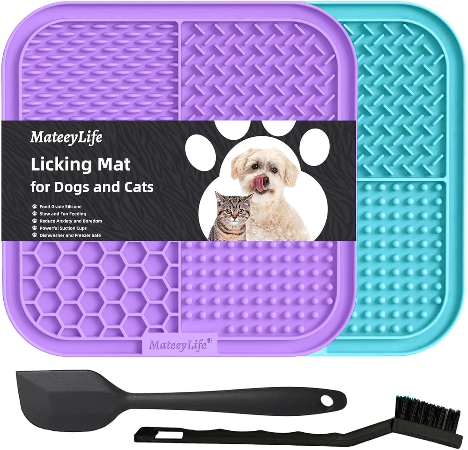 2PCS Lick Mat for Dogs and Cats with Suction Cups (Size: 6" x 6")