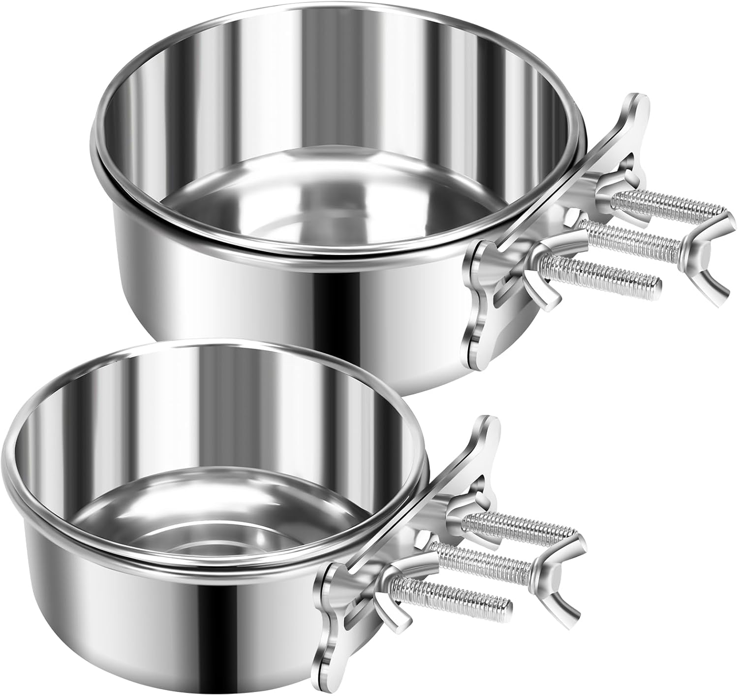 2 Pcs Large Dog Food Water Bowl for Cage with Upgraded Clamp Holder Pet Kennel