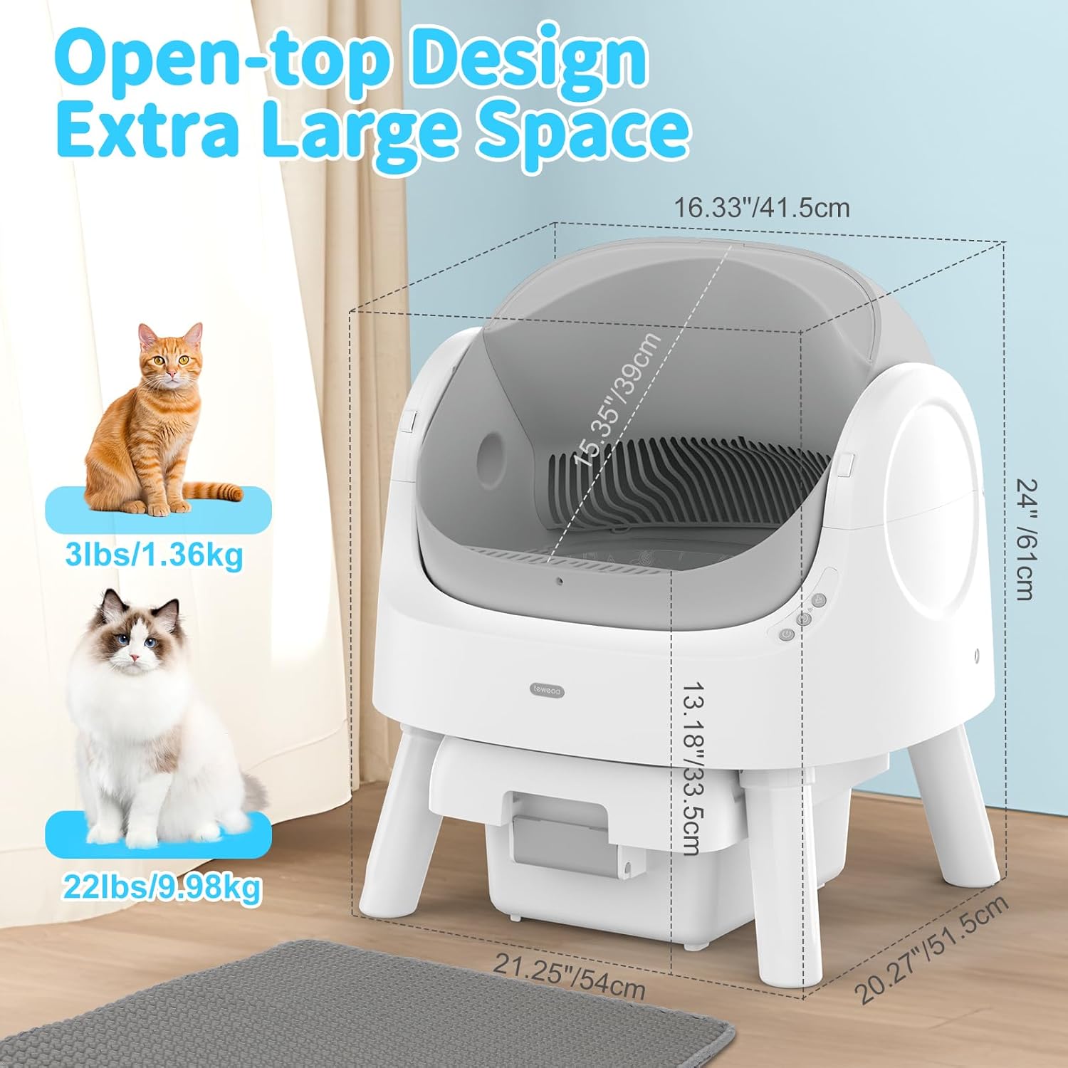 Self Cleaning Cat Litter Box, Automatic Cat Litter Box for Multiple Cats
