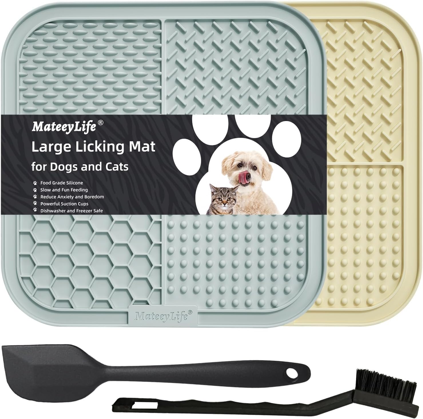2PCS Lick Mat for Dogs and Cats with Suction Cups (Size: 6" x 6")
