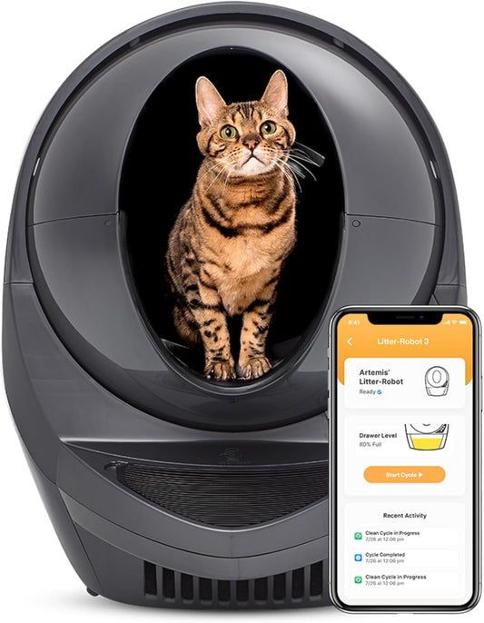 Whisker - Litter-Robot 3 Smart App-Controlled Self-Cleaning Litter Box - Black