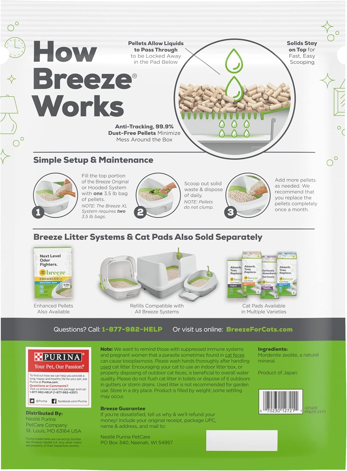 4 Pack Purina Tidy Cats Breeze Non Clumping Cat Litter Pellets, 3.5 lb. Pouch