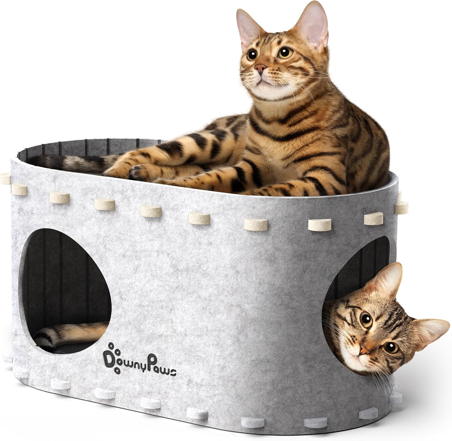 Cat House for Indoor Cats, Cat Bed Cave for Multiple & Large Cats up to 22 Lbs, Scratch Resistant Peekaboo Cat Caves, Foldable Tunnel Enclosed Bed, Peekapurr, Forest