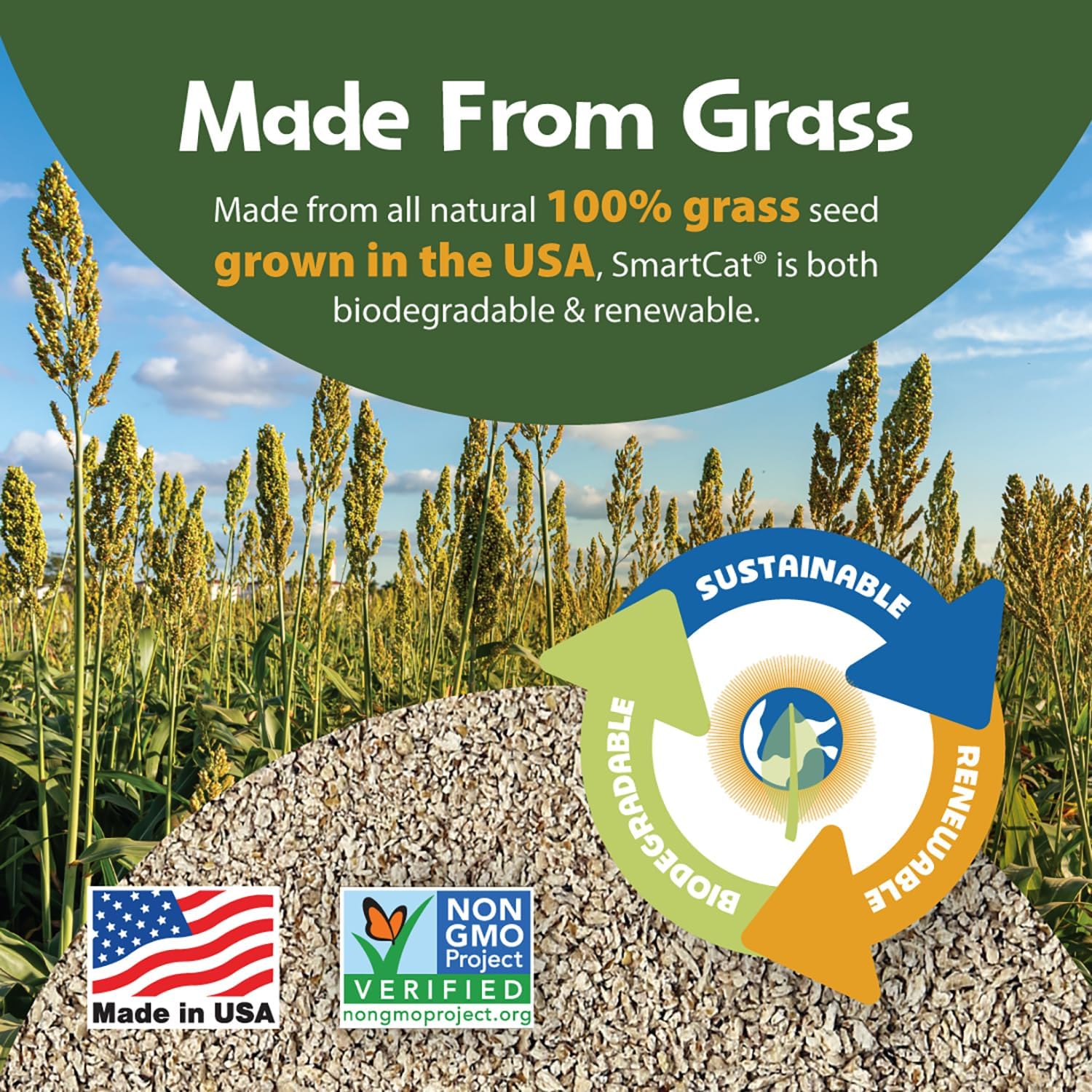 20 lb Unscented Clumping Cat Litter Made from Grass - Biodegradable & Safe