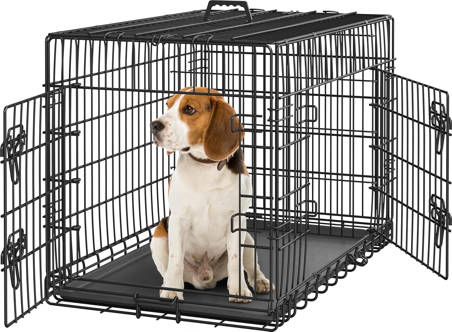 Dog Crate Double Door Dog Cage with Divider Folding Pet Cage 42/48 inch