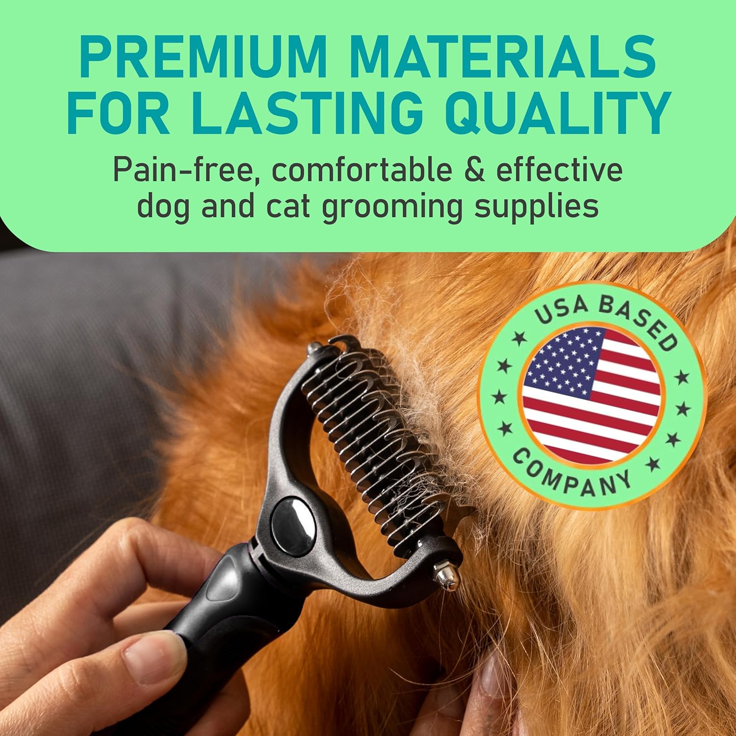 Hair Brush - Double Sided Shedding, Dematting Undercoat Rake for Dogs and Cats