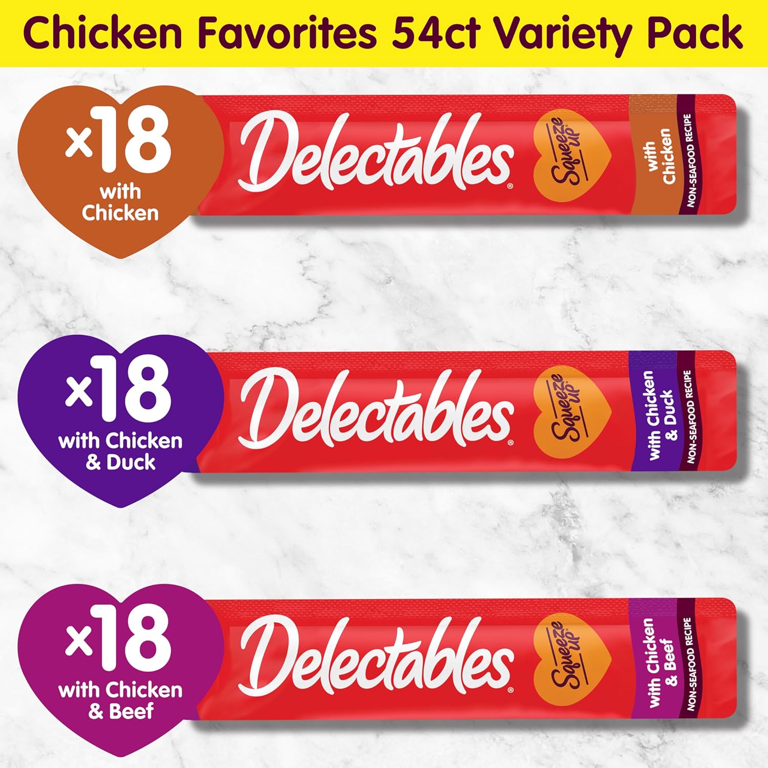 2Pack Hartz Delectables Squeeze Up Lickable Cat Treats,Flavor Variety Pack,0.5oz