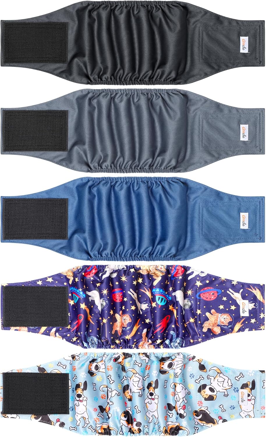 5 Pack Dog Diapers Male Reusable, Premium Belly Bands for Male Dogs