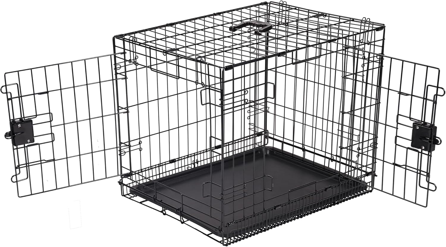 Durable, Foldable, Collapsible, Portable Metal Wire Dog Crate with Tray, Single Door with Divider Panel, Easy to Assemble & Clean, 36 X 23 X 25 In, Black