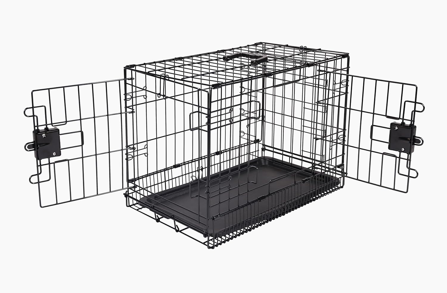 Durable, Foldable, Collapsible, Portable Metal Wire Dog Crate with Tray, Single Door with Divider Panel, Easy to Assemble & Clean, 36 X 23 X 25 In, Black
