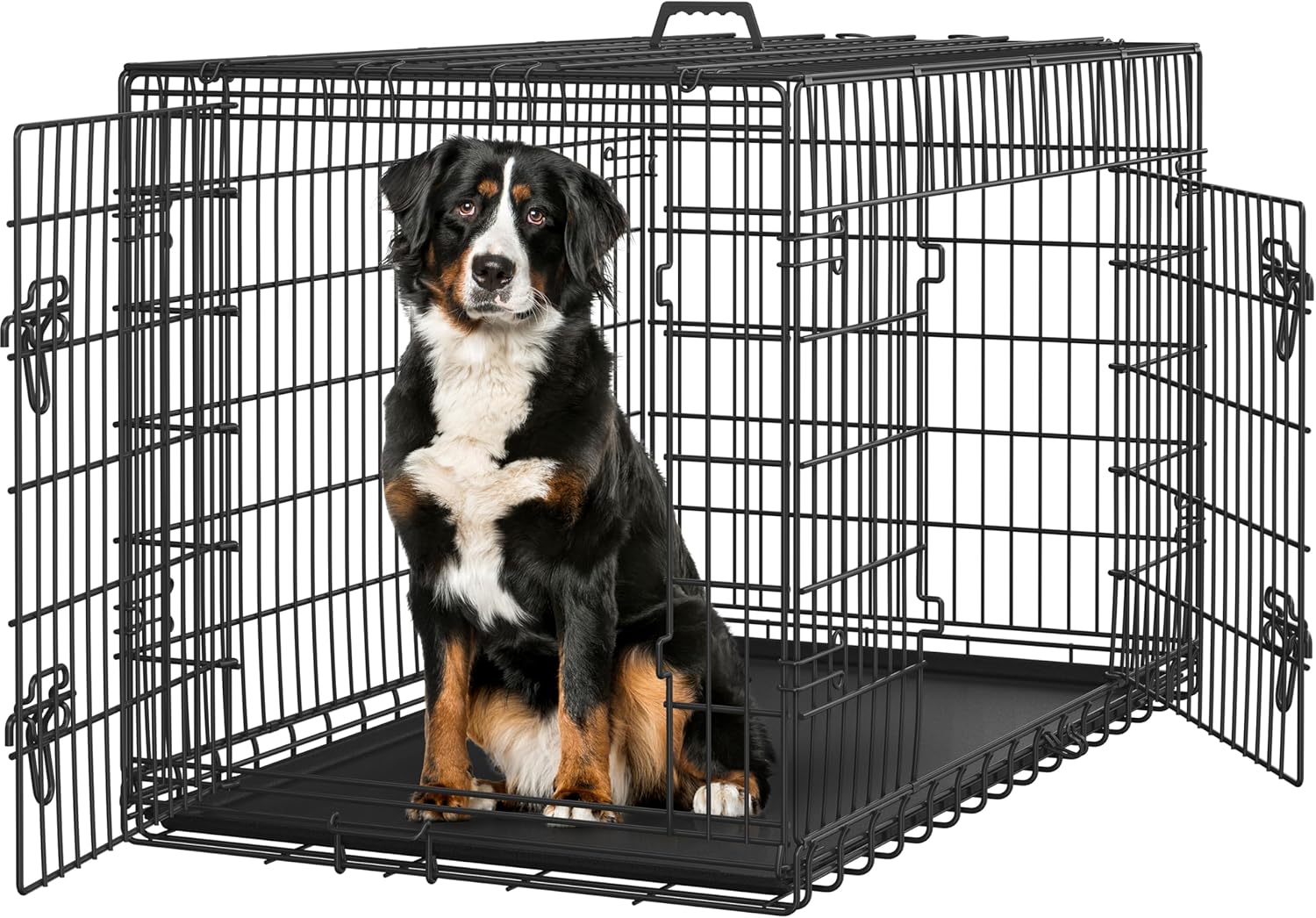 Dog Crate Double Door Dog Cage with Divider Folding Pet Cage 42/48 inch