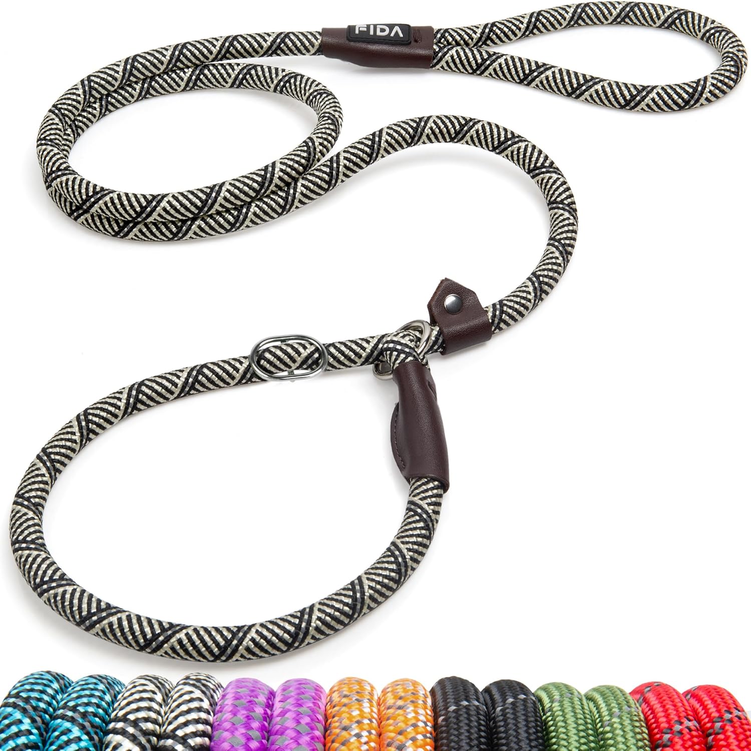 Dog Leash British Style Training Slip Lead Mocha 6 Foot Lead