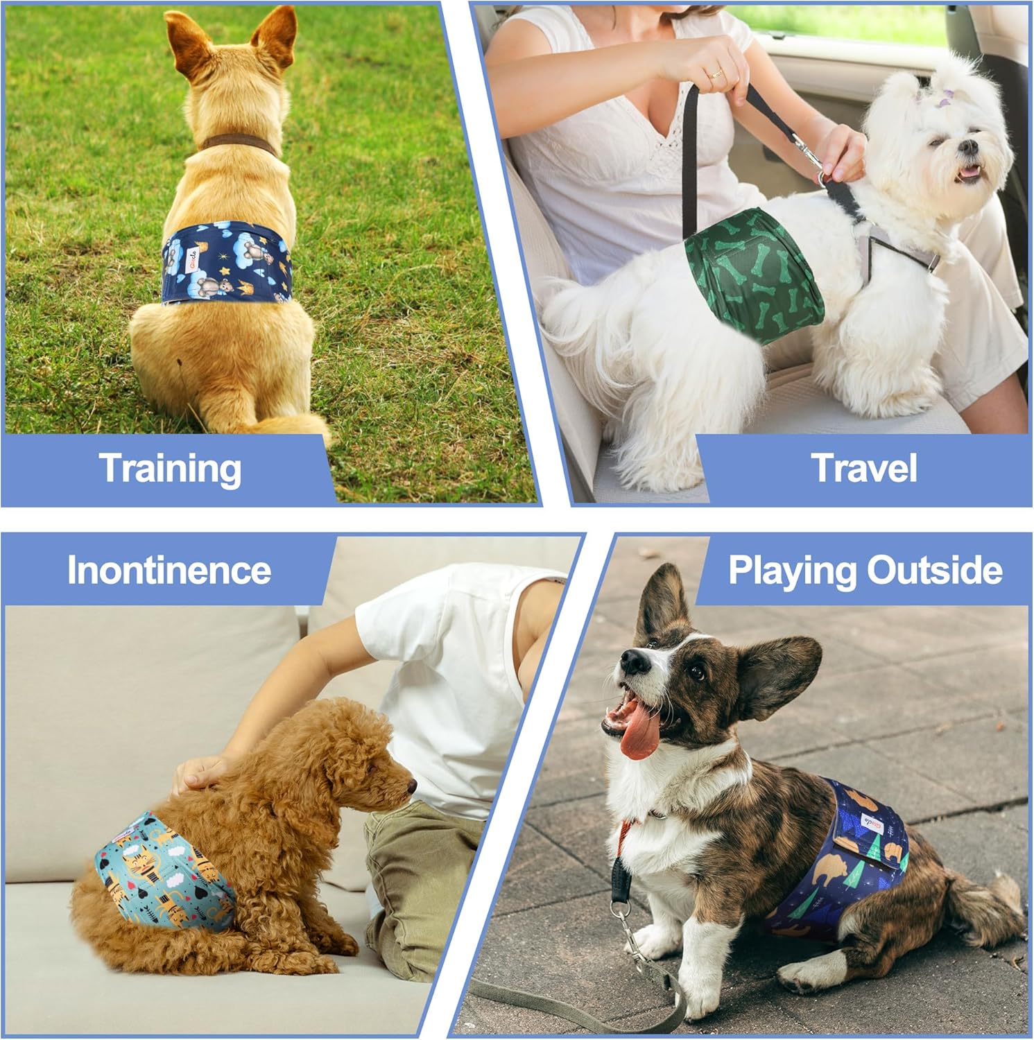 5 Pack Dog Diapers Male Reusable, Premium Belly Bands for Male Dogs
