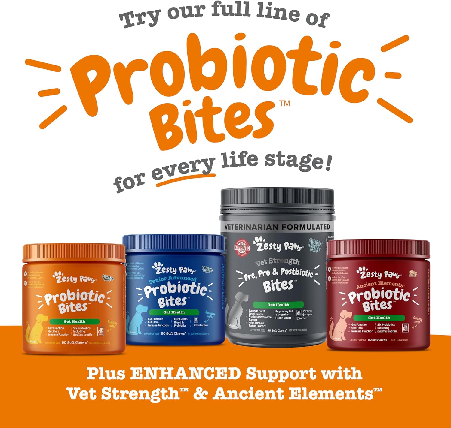 Zesty Paws 90 Probiotics for Dogs Digestive Enzymes for Gut Flora Pumpkin