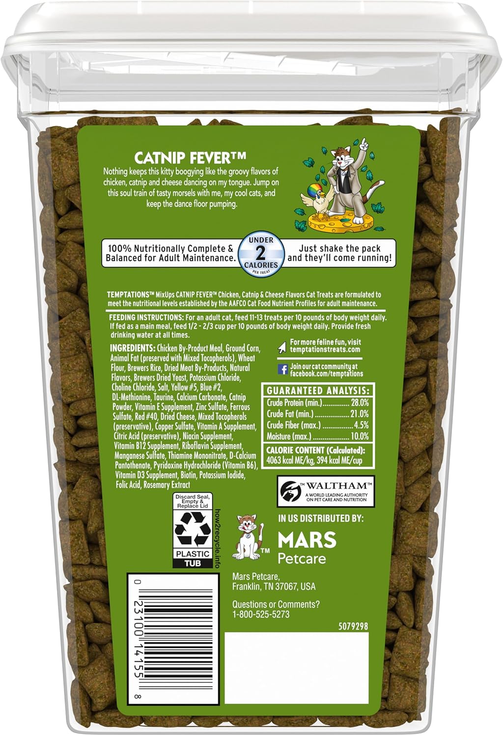 2Pack Mixups Catnip Fever Flavor Crunchy and Soft Cat Treats, 30 Oz. Tub