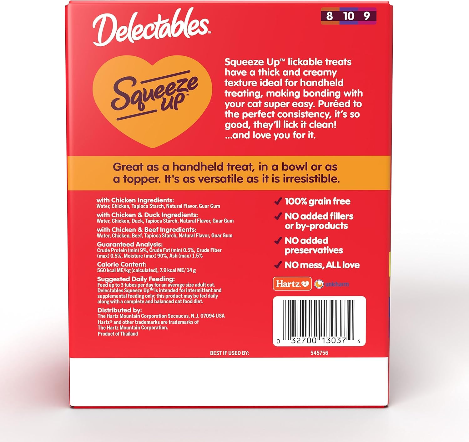 2Pack Hartz Delectables Squeeze Up Lickable Cat Treats,Flavor Variety Pack,0.5oz